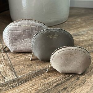 Henri Bendel Gray and Tan Cosmetic Bags Set